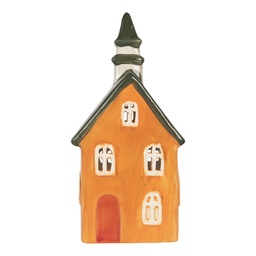 [6CE2288] Portacandele Natale Casette Arancio Verde 10x7x21 cm