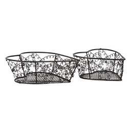 [6Y5714] Paniers Marron (set 2) 16x16x5 / 12x12x5 cm