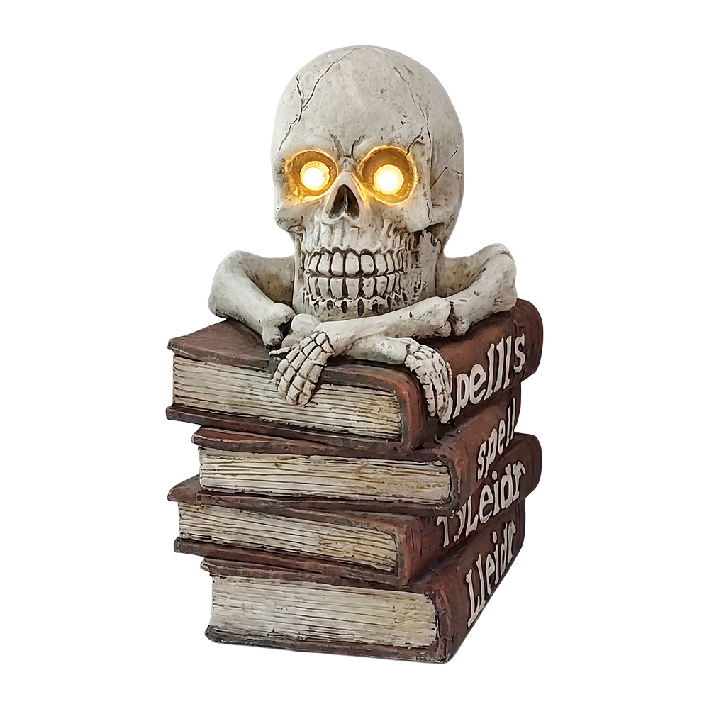 Deko Bücher mit Schädel Weiß Braun 30x25x47 cm