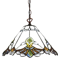 [5LL-6184] Suspension Tiffany Crème, Marron Ø 31x107 cm E27/max 1x60W