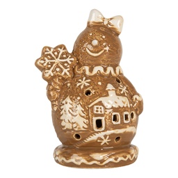 [6CE2354] Christmas Decoration Snowman Brown White 9x7x13 cm