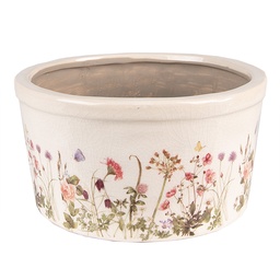 [6CE1556L] Vaso Porta Pianta Rosa, Beige Ø 19x10 cm