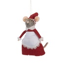 Decoration hanger Felt mouse Red White 8x6x14 cm