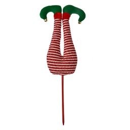 [66194] Decorazione Natale Gambe da elfo di Natale Rosso Bianco 19x4x52 cm