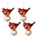Boule de Noël Oiseau Rouge, Blanc set 4 11x6x11 cm