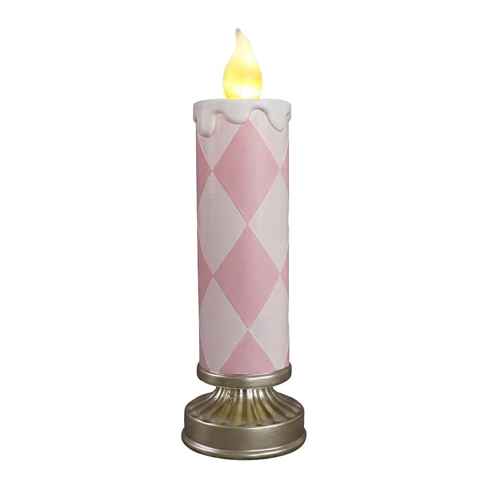 Deko Kerze mit LED Rosa Goldfarbig Ø 9x29 cm