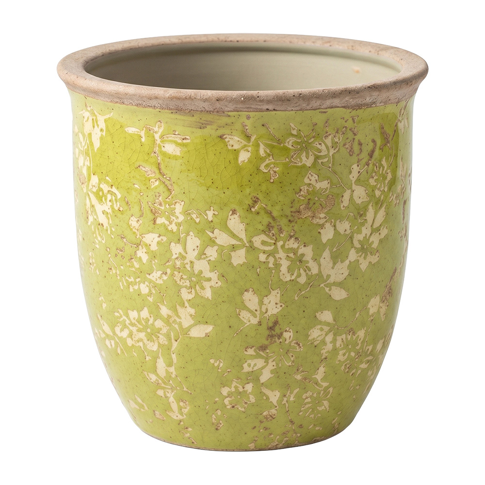 Vaso Porta Pianta Verde Beige Ø 15x15 cm