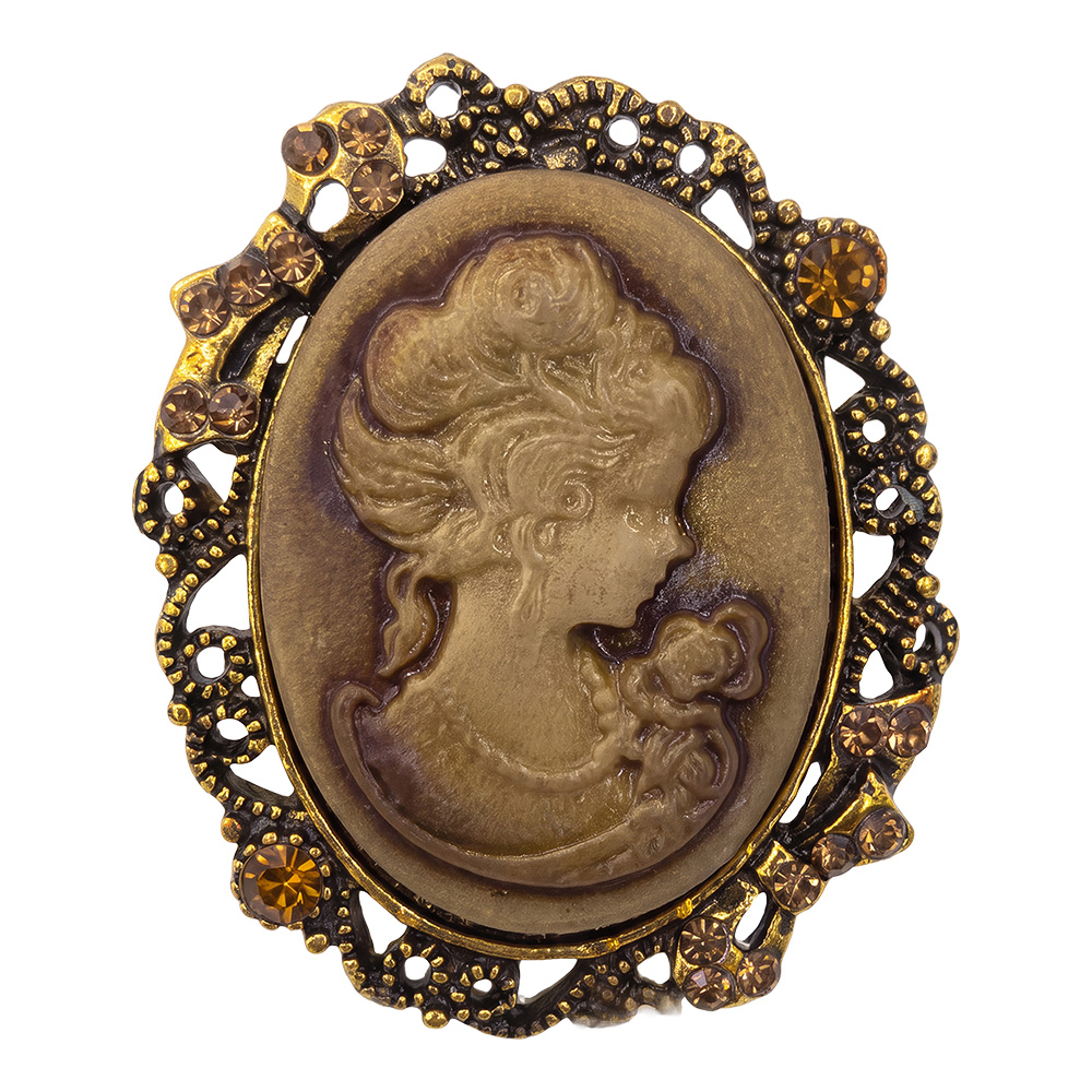 Broche cameo bruin
