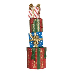 [5PR0191] Décoration des Cadeaux empilés Rouge Vert 23x22x71 cm