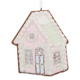 [6PR5335] Décoration pendante d'un maison Rose Vert 9x1x10 cm