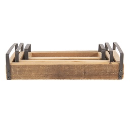 [6H2008] Decorative Tray (set of 3) Brown 35x20x5 / 30x15x5 / 25x10x5 cm