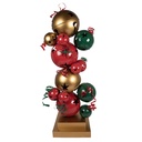 Dekoration Säule Christbaumkugel Rot Grün 73x56x185 cm
