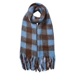 [JZSC0819BL] Schal Damen Blau Braun 39x200 cm
