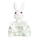 Clayre & Eef Decoratie Beeld Konijn 16 cm Wit Groen Kunststof