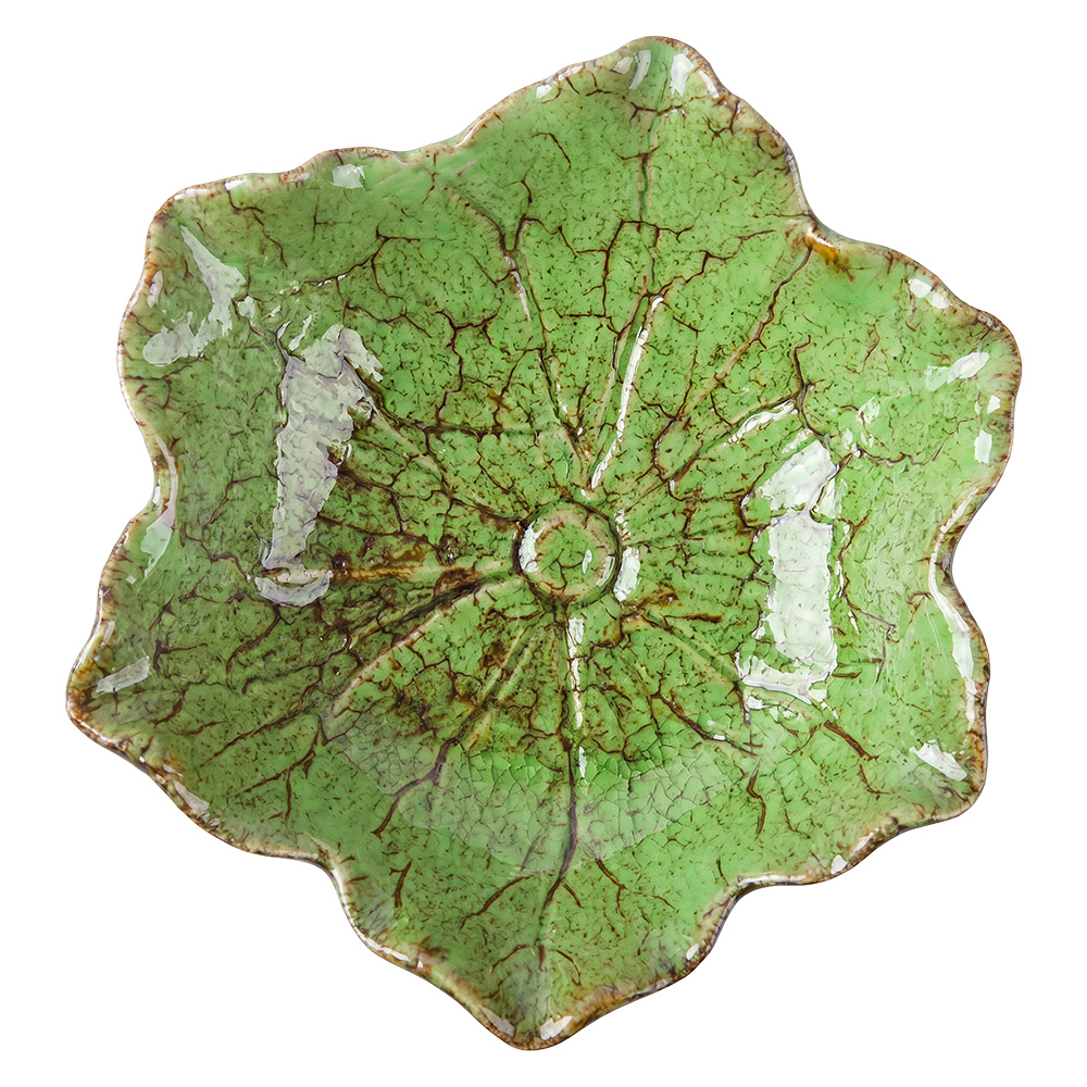 Decorative bowl Flower Green Brown Ø 18x5 cm