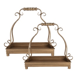 [66284] Bols de service (lot de 2) Couleur or 43x26x41 / 34x21x30 cm