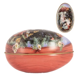 [6BL0147] Décoration Oeuf Rouge Violet 7x11x7 cm