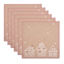 Napkins Cotton Set of 6 Brown White 40x40 cm