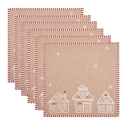 [GBB43] Tovaglioli in cotone set da 6 Marrone Bianco 40x40 cm
