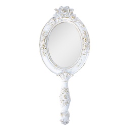 [62S263] Hand Mirror White 10x1x25 cm