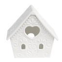 Portacandele Natale Casette Bianco 9x7x8 cm