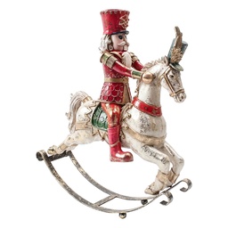 [6PR6230] Decoratie notenkraker op hobbelpaard 32x10x35 cm
