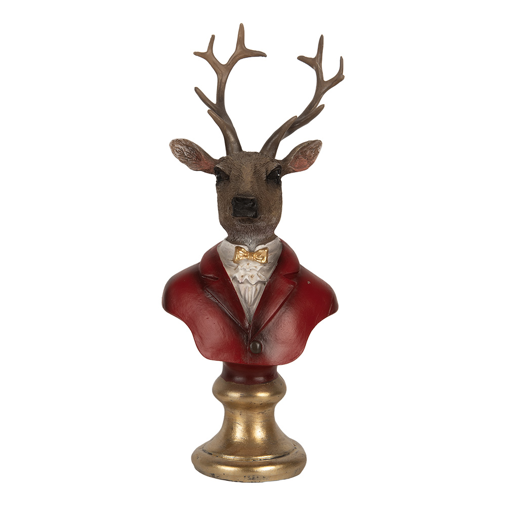 Christmas Decoration Reindeer Brown Red 10x9x19 cm