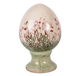 [6CE2397S] Décoration uf sur pied Beige Vert Ø 9x14 cm