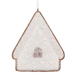 [6PR5328] Décoration pendante d'un maison Blanc Marron 9x1x10 cm