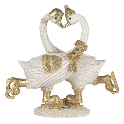 [6PR4686] Decoration Statue Swan White, Gold 18x8x17 cm