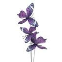 Deko Zweig mit Schmetterlinge Violett Weiß 10x10x65 cm