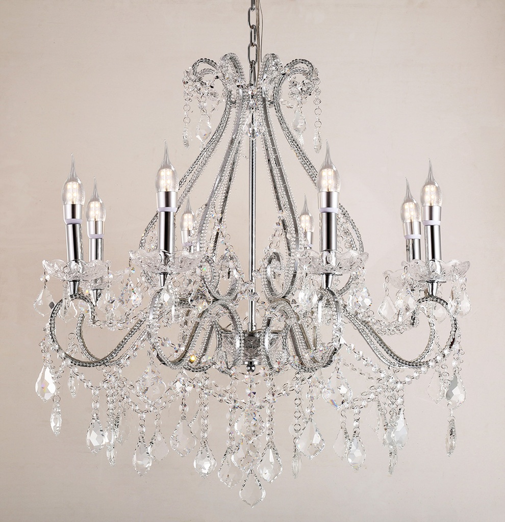 Chandelier 8 lights Silver colored Ø 66x71 cm E14/max 8x40W