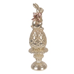[6PR6066] Decorazione Coniglio su uovo Color oro Rosa Ø 8x28 cm