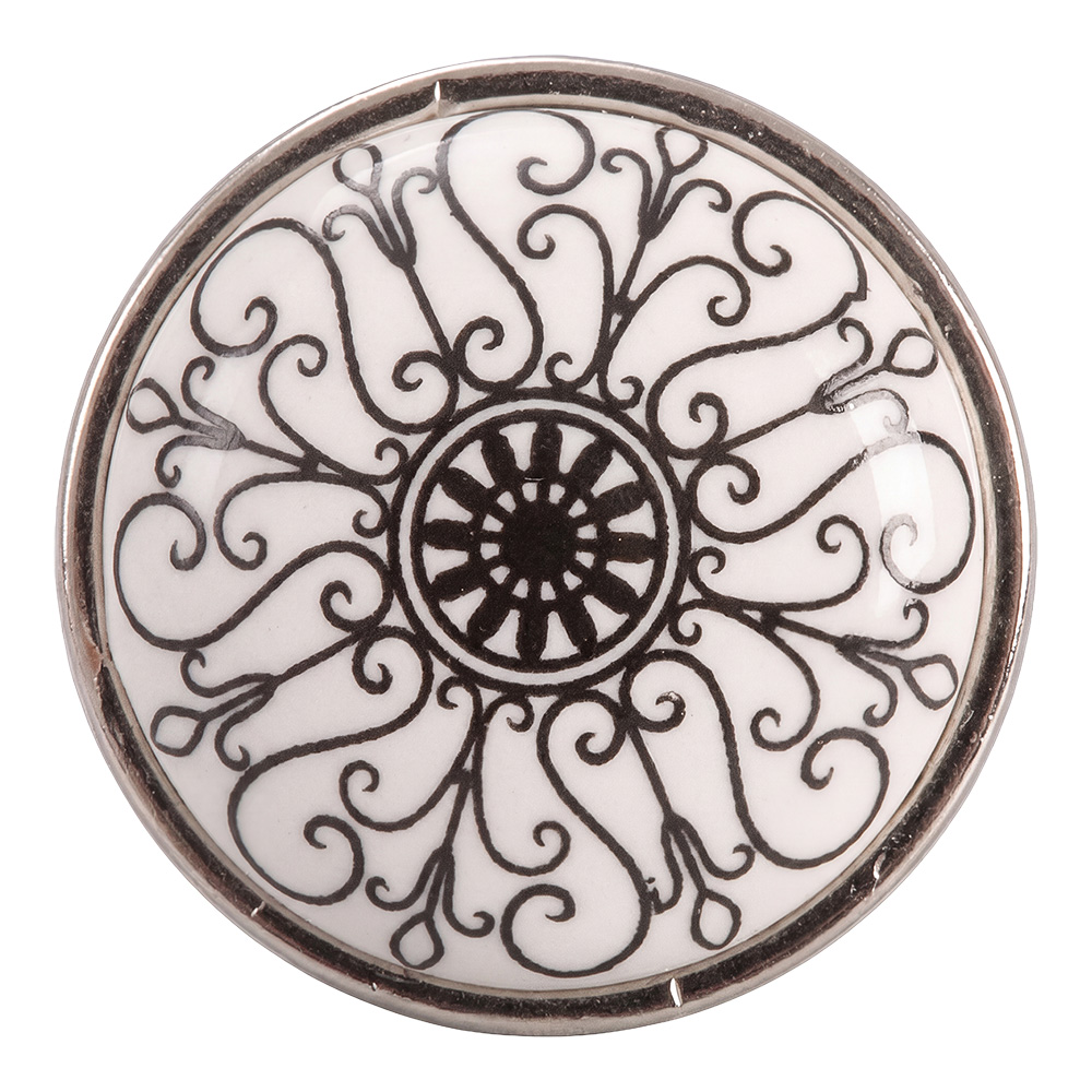 Doorknob Black White Ø 3x2 cm / S3 cm