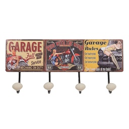[6Y5014] Wall Coat Rack Red 40x7x18 cm