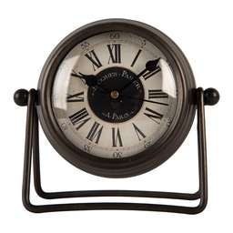 [6KL0835] Tischuhr Braun Beige 12x5x11 cm / 1xAA