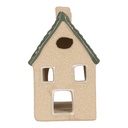 Kerzenhalter Weihnachten Häuschen Beige Grün 8x11x14 cm