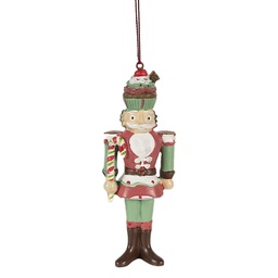 [6PR3997] Decorazione pendente di schiaccianoci Rosso Bianco 5x3x12 cm