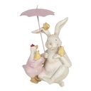 Decoration Statue Rabbit White, Pink 12x11x16 cm