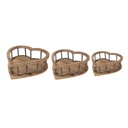 Storage Basket (set of 3) Heart Brown 33x33x10 / 26x26x9 / 20x20x8 cm