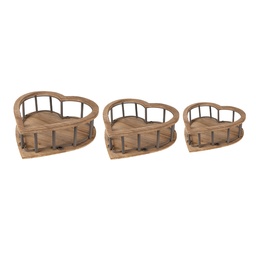[6H2230] Paniers de rangement (ensemble v 2) Cur Marron 33x33x10 / 26x26x9 / 20x20x8 cm