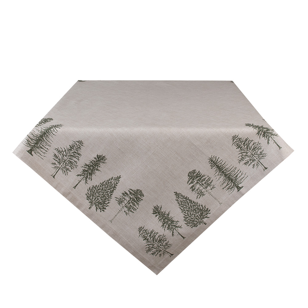 Square Christmas Tablecloth Beige Green 150x150 cm