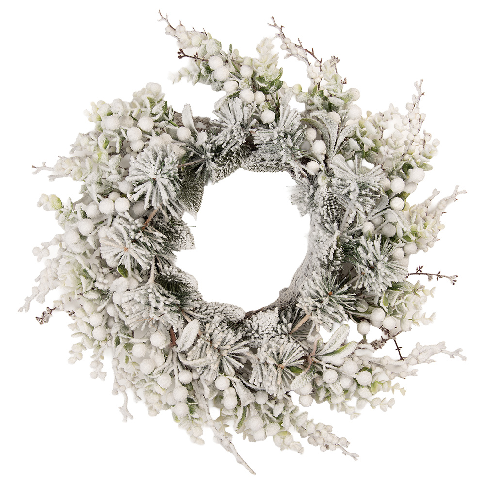 Weihnachtsdeko Kranz Grün Weiß Ø 50x10 cm