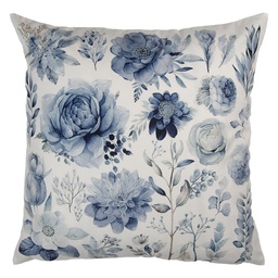 [KG023.212] Cushion filled White Blue 45x45x4 cm