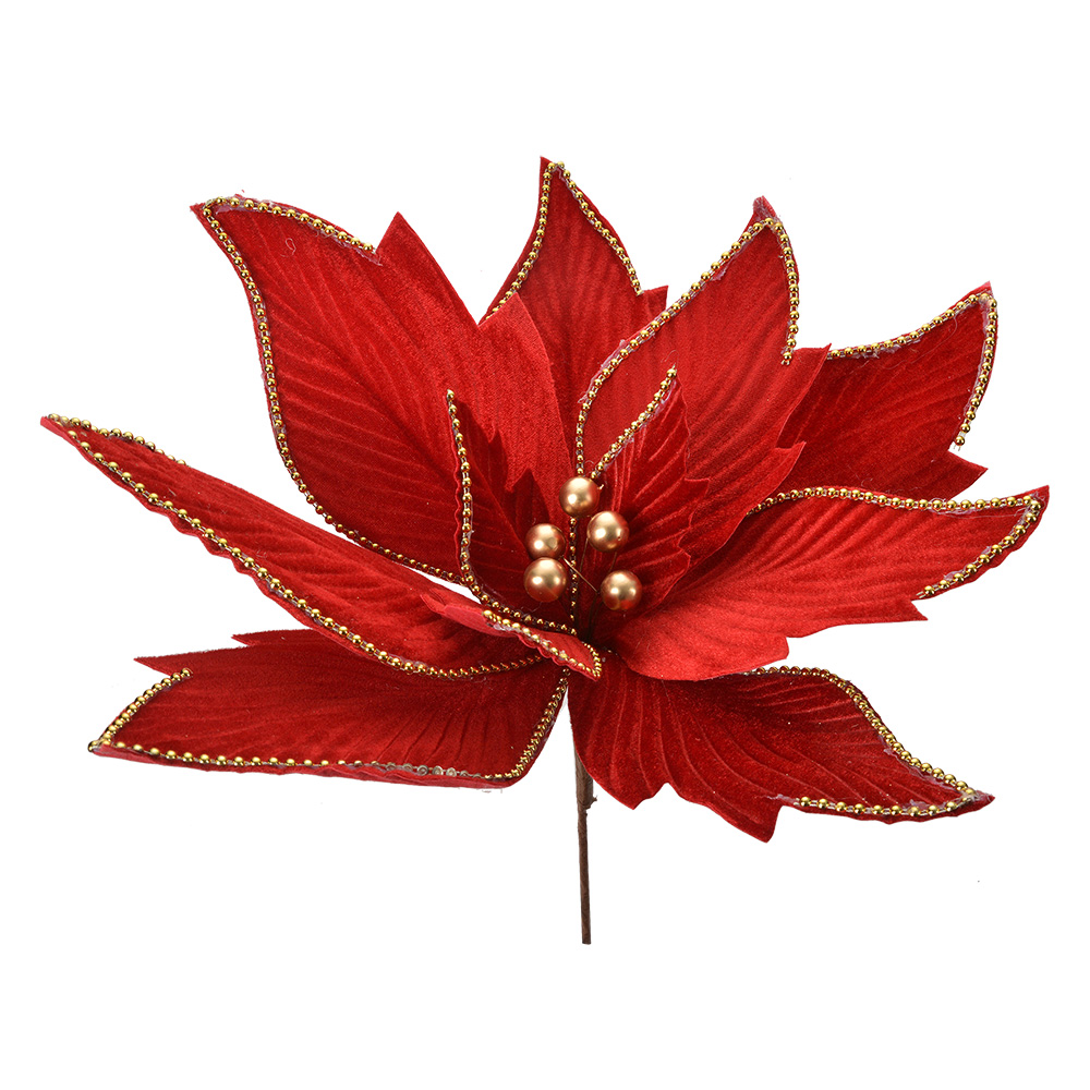 Weihnachtsdeko Blume Rot Goldfarbig Ø 43x28 cm