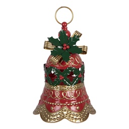 [6Y6195] Décoration Cloche Rouge Couleur or Ø 21x29 cm