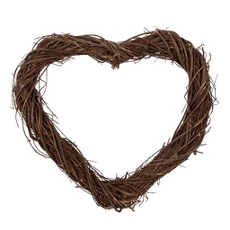 [6RO0606S] Decoration Ghirlanda Cuore Marrone 30x30x3 cm