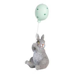 [6PR5475] Image de décoration Lapin avec Ballon Gris Bleu 7x6x18 cm