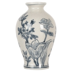 [6CE2078] Vase Weiß Blau Ø 9x15 cm