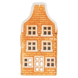 [6CE2299] Porte-lampes de Noël Chalet Orange Rouge 9x10x19 cm